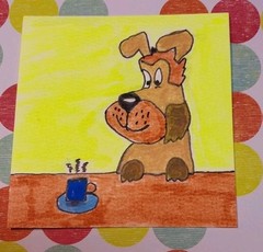 Dog, Puppy, Whimsical Animals Signed Art 4×4 Original Painting Hand Painted S7