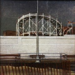 1990s Contemporary Painting CONEY ISLAND Roller Coaster CYCLONE New York NY