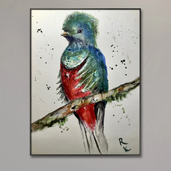 Quetzal Bird – Original Watercolor Painting A5 Handmade Artwork on Professional-