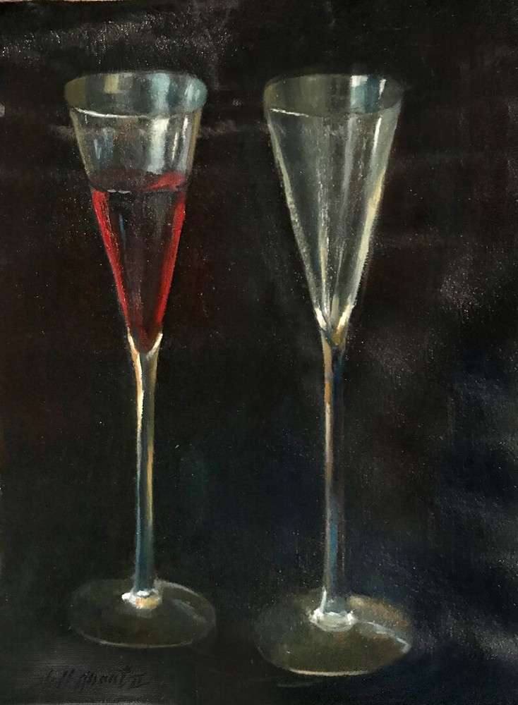 Cabernet Sauvignon Toast 14×11 in. Original Oil on canvas HALL GROAT II