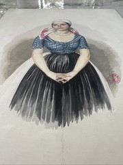 Grand Tour 1840s French/English Watercolor of Standing Peasant Woman Continental