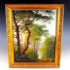 Vintage French Oil on Panel Landscape Signed