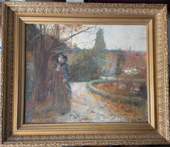 Roger JAMMES (1875-1918) Antique French Impressionism Oil Painting Portrait Lady