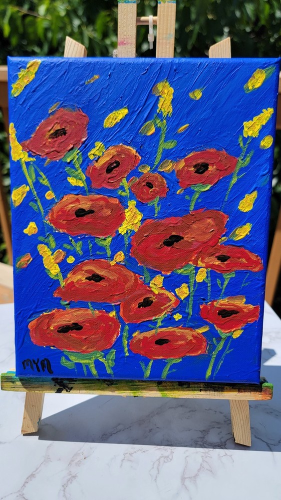 Original Floral Acrylic Painting 8×10 Signed by Artist by Artist