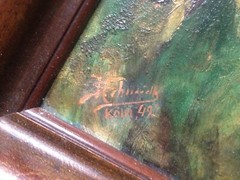 Portrait Lady Woman IN Green Garment° Oil Painting to Restore Cologne 1949 Sign