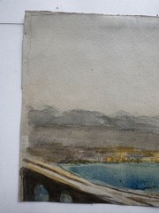Vintage 1970s Landscape Watercolor Painting Muted Tones 11 x 8.5 OOAK