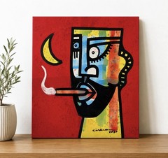 Original Ciseron Bautista “Fumador #2” Acrylic Painting 24×30 Signed COA 2021