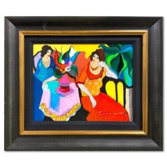 Itzchak Tarkay (1935-2012) „Tranquility“ Signed Mixed Media Overpaint, Framed