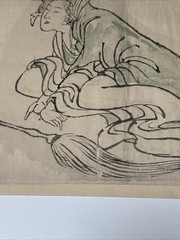ANTIQUE DRAWING PAINTING JAPANESE MASTERFUL UNSIGNED POSSIBLY KUNIYOSHI WOMAN