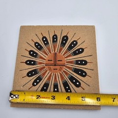 Navajo Style Sandpainting 6×6 “Sun & Eagle” Tile – Read Description