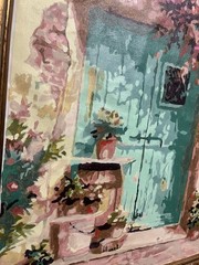 Watercolor Paint By Number Garden Door 🚪 Framed 18 1/2 X 22 1/2