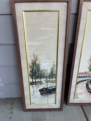Mid Century Modern vintage Carlo of Hollywood Pair of Framed Paintings