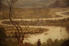 19th Century Beautiful Landscape with Explorer Civilization with Dog