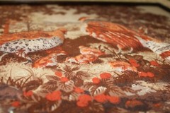 Vintage Art, 3D Raised Fabric Cloth, Estimate mid century, Grouse, 23×18 1/2