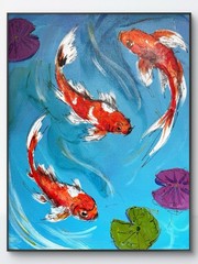 SAMATOWIC Koi 12×16 Original Abstract Expressionism Signed Bold Fine Art 408