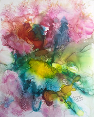 Original painting 8×10″ spring splash bright colors by Lynne Kohler