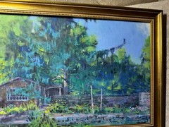 Eileen McDonnel „Home And Landscape Scene“ Oil Painting – Signed And Framed