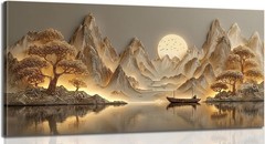 3D Texture Large Landscape Sunrises Sunset Canvas Wall Art Abstract Mountains La