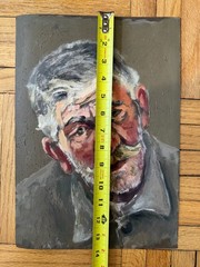 Vintage 1940 Portrait Oil on Paper Man in Shirt Attr Jean Schweckler 14x 10