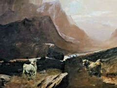 Listed Artist Sidney Richard Percy Monumental Mountains Landscape 30″ by 50″!