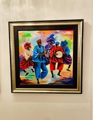 Oil Painting by Canada-Nigerian artist Chidi Okaye, traditional African danse