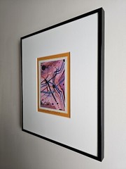 Original Illegibly Signed Watercolor Painting 13×11 Framed Abstract Modern Art