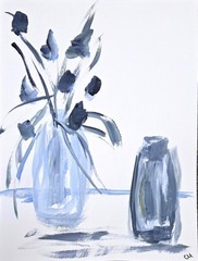 Original Acrylic 9×12 Abstract Botanical Painting Neutral Floral Signed Wall Art