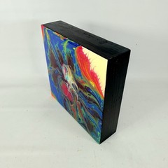 Original Abstract Fluid Art Acrylic Glossy Resin Tracy Eau Claire on Wood 6”