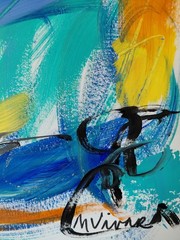 MONA VIVAR 14 x 11 Original Abstract Acrylic Painting On Paper Artist Signed