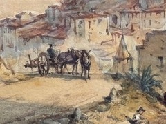 ANTIQUE 19C BRITISH SCHOOL WATERCOLOR PAINTING CANNES FRANCE ACKERMANN GALLERY