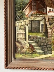 SAMUEL BARA ANTIQUE EUROPEAN LANDSCAPE OIL PAINTING OLD VINTAGE COTTAGE HOUSE 61