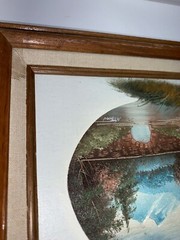 NATHAN WINTER Listed Artist OIL on CANVAS Scene of Cabin on Creek