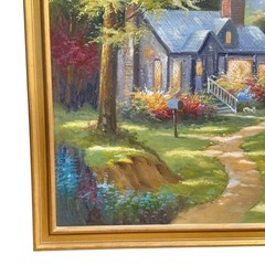 Cottage On The Lake Original Oil Painting Framed 38.5x27in C Jaffey?
