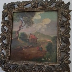(2) Original Oil On Board Miniature Scenic Signed Muriel Framed 4 1/2″