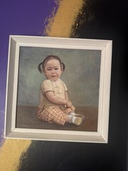 Vintage Signed David Chen. Portrait of Young Child Hong Kong 1969 Framed Artwork