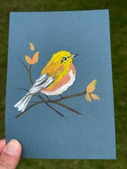 Original Colorful Bird Painting Acrylic Wall Art Small Handmade Home Decor
