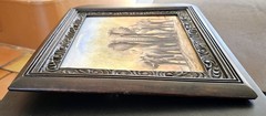 Kenyan Artist RICHARD KIMEMIA African Painting Elephant Family CARVED WOOD FRAME