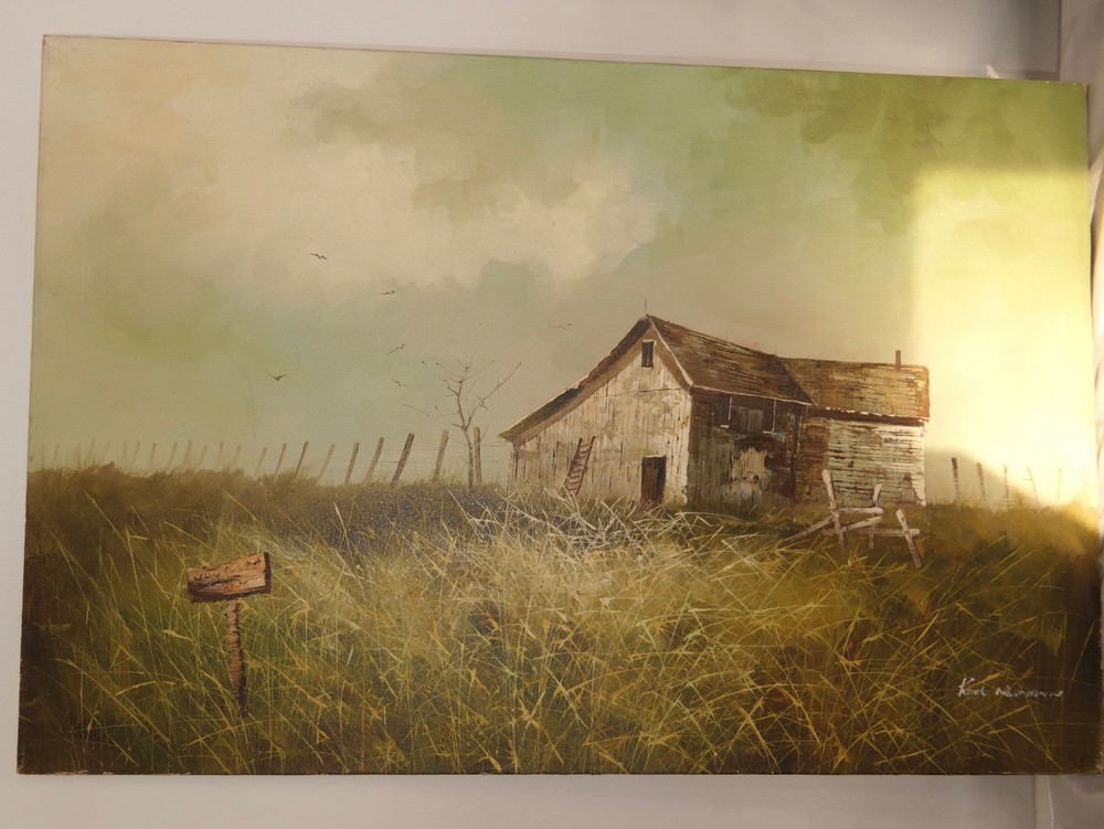 OIL PAINTING SIGNED KARL NEUMANN RUSTIC FARMS
