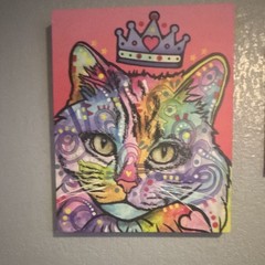 Pop Art Cat Painting with Crown, Unframed Single Piece Animal Theme