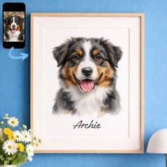 Pet Portrait, Custom Pet Portrait, Pet Portrait Custom,Watercolor Dog Print,