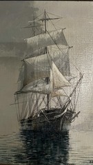 Ben Neill (1914- 2001) Original Oil Painting Clipper Ship “ Out of the Fog”.