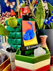 ACEO Original Art rothko blue cat primary color block cats by Kai Robin Courtney