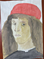 Sandro Botticelli drawing on old paper signed stamped vintage
