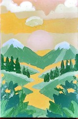 Scenes From A Mountain Trail Whimsical Impressionist 11.5×7.5 Acrylic On Canvas
