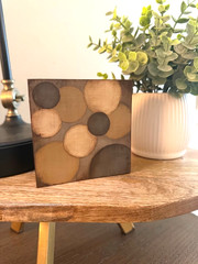 Small Abstract Circle Art Contemporary Painting on Wood Panel Shelf Sitter