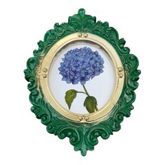 Vintage style oval framed mini Blue hydrangeas, floral wall art by artist, me!