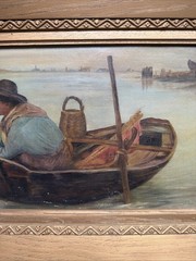 Oil on Canvas “Boy Fishing” Copy of Antonio Ermolao Paoletti Nautical Art