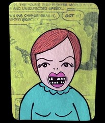 ACEO Mini Original Painting Woman Smiling Missing Tooth Small Miniature art