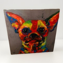 AYE Chihuahua Hand Embellished Giclee Dog Print Tracy Miller 35×35 Colorful