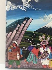Ecuadorian Andes Mountain Tigua Colorful Folk Art Painting FREE SHIPPING